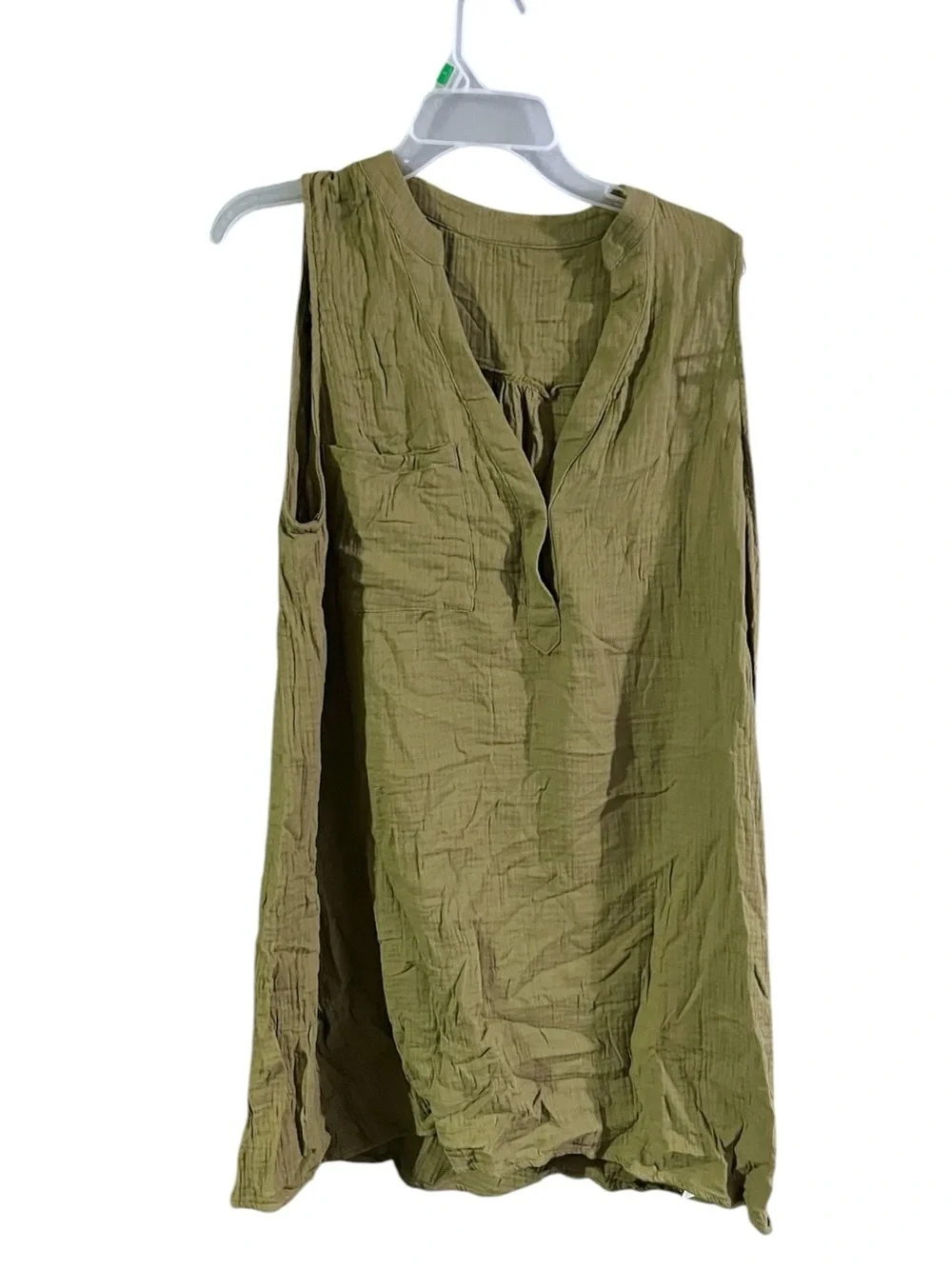 NWT Cupshe Olive Green Sleeveless V-Neck Beach Tunic Sz L